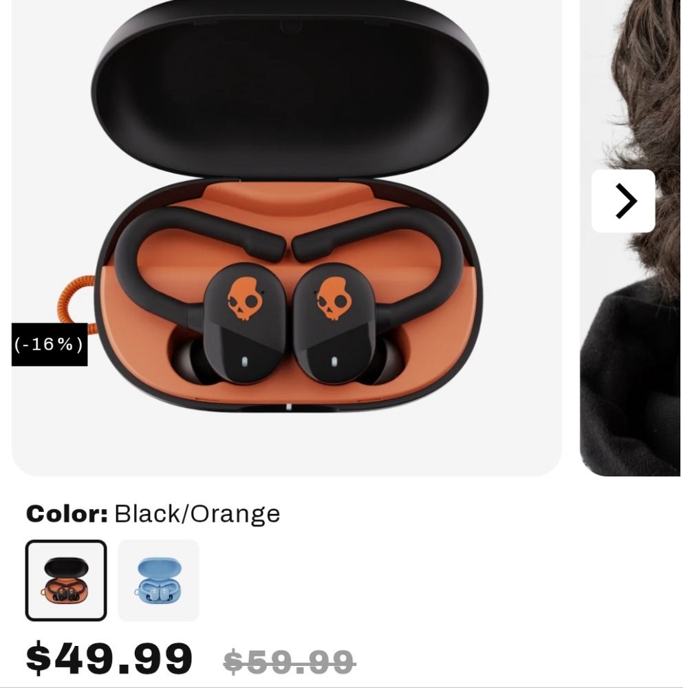 Skullcandy Black and Orange Earbuds